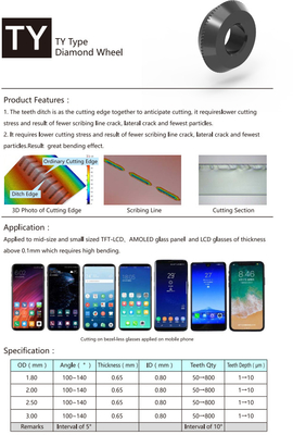 Tipo pannello di vetro di TY di Diamond Scribing Wheels TFT LCD AMOLED che traccia ruota